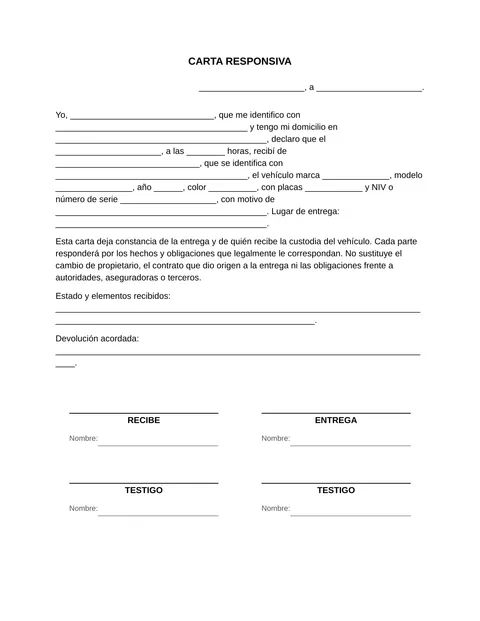 Vista previa del formato de carta responsiva en blanco